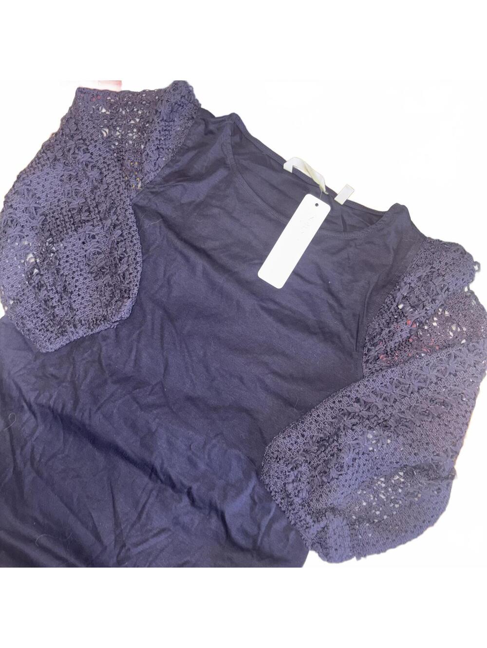 Soft Surroundings NEW $90 Womans S Leila Pullover Lace Sleeve Long Sleeve Top - Picture 3 of 9